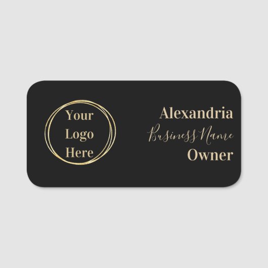 Aangepaste moderne zwart gouden werknemer naamplaatje (Voorkant)