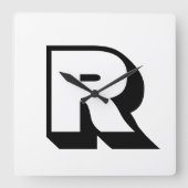 Aangepaste moderne zwart monogram blok typografie vierkante klok (Voorkant)