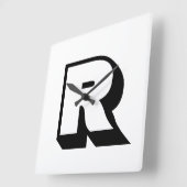 Aangepaste moderne zwart monogram blok typografie vierkante klok (Hoek)