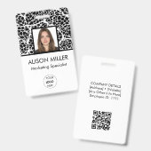 Aangepaste moderne zwart-wit personeelsfoto ID Badge (Voor- en achterkant)