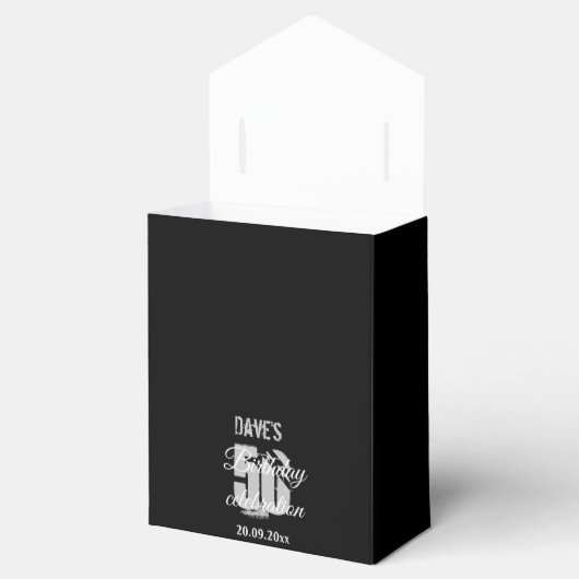 Aangepaste moderne zwarte 50e verjaardag van elke  bedankdoosjes (Geopend)