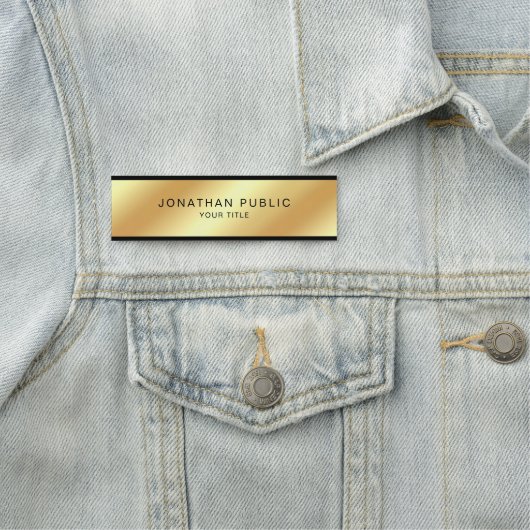 Aangepaste moderne zwarte en gouden sjabloon elega naamplaatje (In situ)