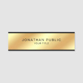 Aangepaste moderne zwarte en gouden sjabloon elega naamplaatje (Voorkant)