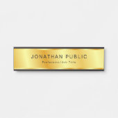 Aangepaste, moderne zwarte en goudlegante Sjabloon Deurbordje (Voorkant)