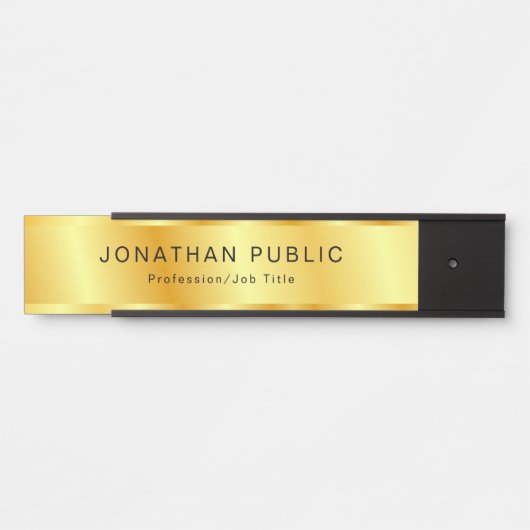 Aangepaste, moderne zwarte en goudlegante Sjabloon Deurbordje (Voorkant)