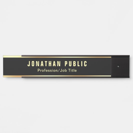Aangepaste, moderne zwarte en goudSjabloon lang Deurbordje (Voorkant)