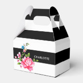 Aangepaste, moderne, zwarte en witte streep bedankdoosjes (Voorkant Zijde)