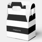 Aangepaste, moderne, zwarte en witte streep bedankdoosjes (Geopend)