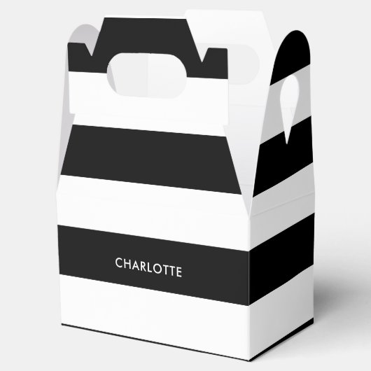 Aangepaste, moderne, zwarte en witte streep bedankdoosjes (Geopend)