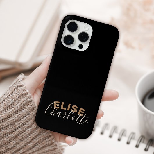 Aangepaste moderne zwarte gouden eminine Script-na Case-Mate iPhone Case