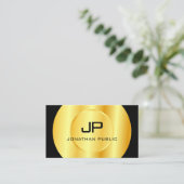 Aangepaste, moderne zwarte goudmonogram elegante S Visitekaartje (Staand voorkant)