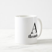 Aangepaste moderne zwarte monogram koffiemok (Voorkant rechts)