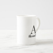 Aangepaste moderne zwarte monogram porselein kop (Voorkant rechts)