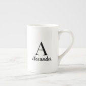 Aangepaste moderne zwarte monogram porselein kop (Rechts)