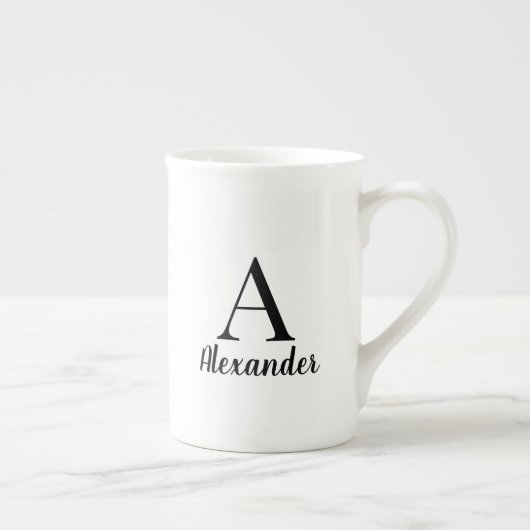 Aangepaste moderne zwarte monogram porselein kop (Rechts)