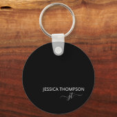 Aangepaste moderne zwarte monogram sleutelhanger (Voorkant)