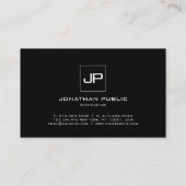Aangepaste moderne zwarte monogram witte Sjabloon Visitekaartje (Achterkant)