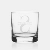Aangepaste moderne zwarte naam op witte banner whisky glas (Achterkant)