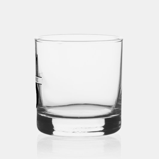 Aangepaste moderne zwarte naam op witte banner whisky glas (Links)