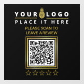 Aangepaste moderne zwarte QR Code Business Logo Re Raamsticker (Vel)