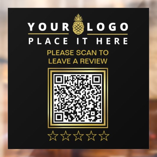 Aangepaste moderne zwarte QR Code Business Logo Re Raamsticker (Vel 2)