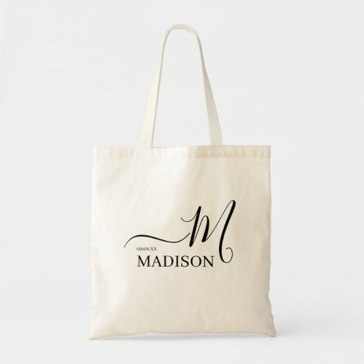 Aangepaste moderne zwarte scriptnaam tote bag (Voorkant)