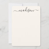 Aangepaste moderne zwarte typografie scriptnaam notitiekaartje (Voorkant)