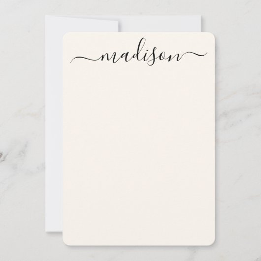 Aangepaste moderne zwarte typografie scriptnaam notitiekaartje (Voorkant)