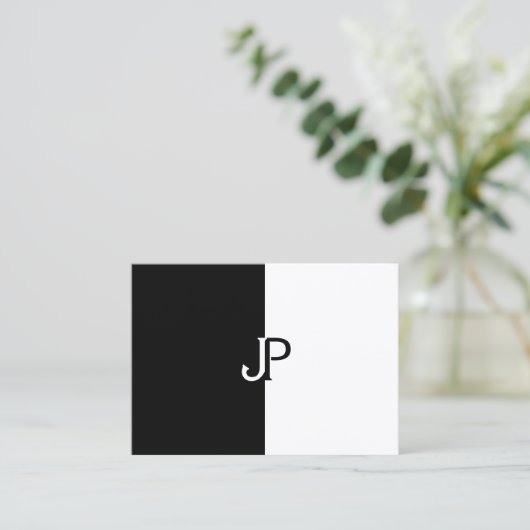 Aangepaste moderne zwarte witte afbeelding grafisc visitekaartje (Staand voorkant)