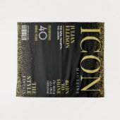 Aangepaste modetijdschriftbanner, zwart goud feest wandkleed (Voorkant (horizontaal))