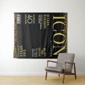 Aangepaste modetijdschriftbanner, zwart goud feest wandkleed (In Situ (horizontaal))