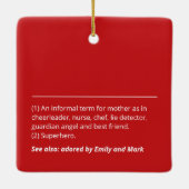 Aangepaste Moeder Definitie moderne rode vakantie Keramisch Ornament (Achterkant)