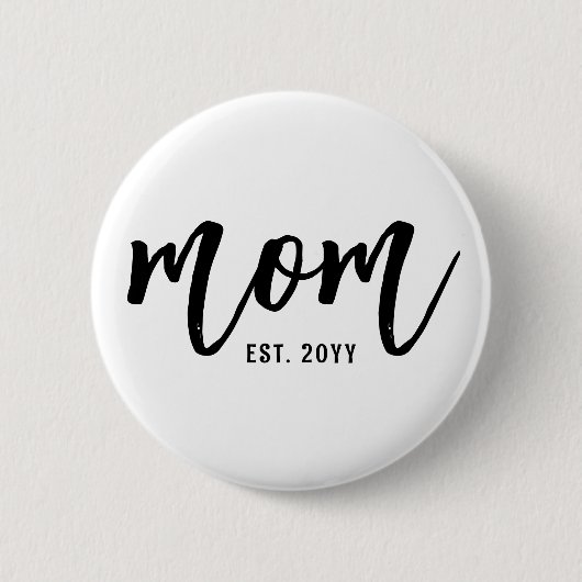 Aangepaste Moeder Est. Moderne penseelscripttypogr Ronde Button 5,7 Cm (Voorkant)