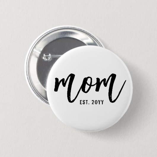 Aangepaste Moeder Est. Moderne penseelscripttypogr Ronde Button 5,7 Cm (Voorkant /achterkant)