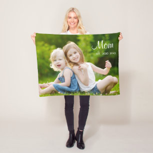 Aangepaste Moeder Gevestigde Moderne Script Foto Fleece Deken