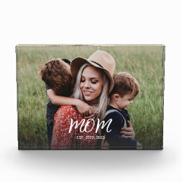 Aangepaste moeder gevestigde moderne scriptfoto fotoblokken