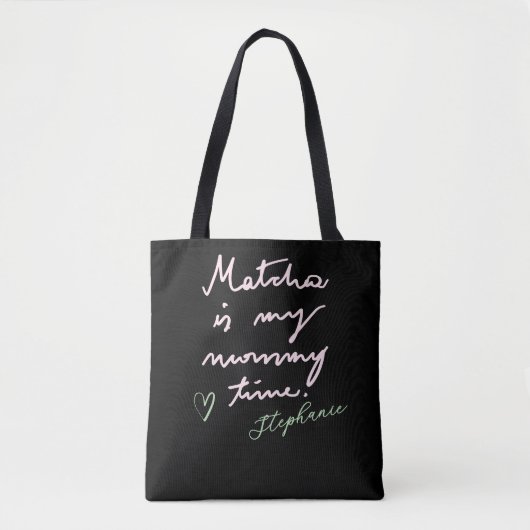 Aangepaste Moeder Naam Grappige Zwarte Roze Matcha Tote Bag (Voorkant)