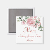 Aangepaste Moeder Roze Rozen Bloemen 4 tot 8 Kinde Magneet (Voorkant / Achterkant)