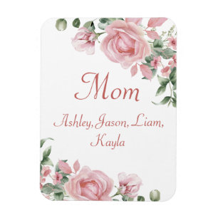 Aangepaste Moeder Roze Rozen Bloemen 4 tot 8 Kinde Magneet