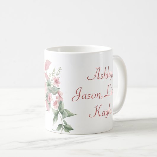 Aangepaste Moeder Roze Rozen Bloemen gepersonalise Koffiemok (Voorkant rechts)