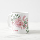 Aangepaste Moeder Roze Rozen Bloemen gepersonalise Koffiemok (Voorkant links)