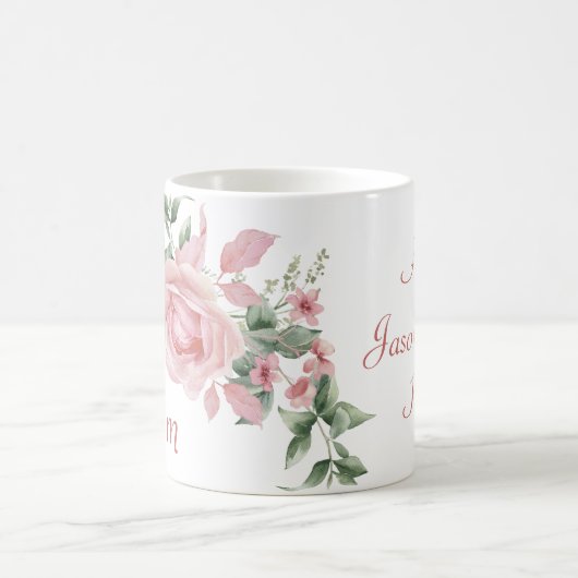 Aangepaste Moeder Roze Rozen Bloemen gepersonalise Koffiemok (Center)