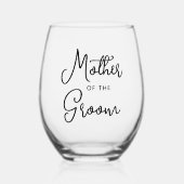 Aangepaste moeder van de bruidegom zwarte tekst le wijnglas zonder voet (Voorkant)