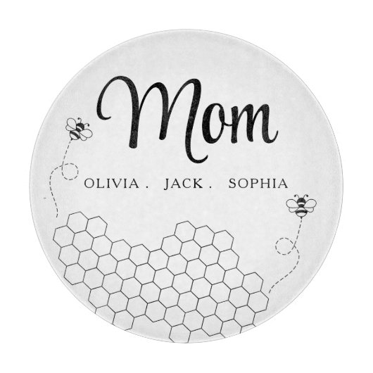 Aangepaste Moederdag cadeau van kinderen naam bij Snijplank (Voorkant)