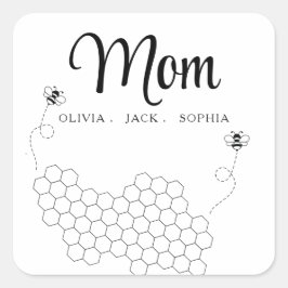 Aangepaste Moederdag cadeau van kinderen naam bij Vierkante Sticker