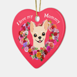 Aangepaste Moederdag Chihuahua Rozen Hart Keramisch Ornament