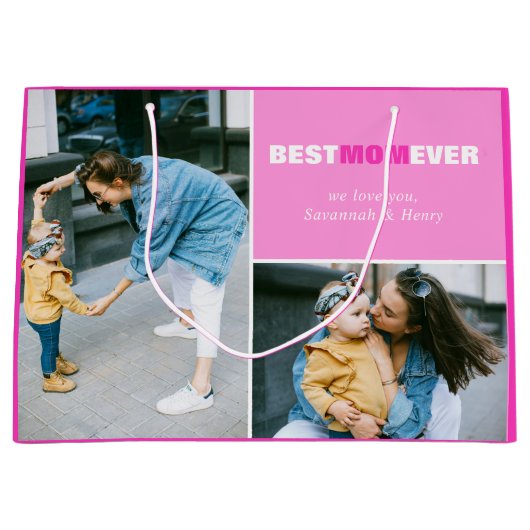 Aangepaste Moederdag Foto Best Mam Ever Large Cft Groot Cadeauzakje (Voorkant)
