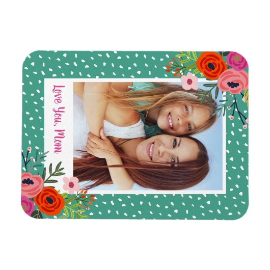Aangepaste Moederdag foto Bright Floral Magneet (Horizontaal)