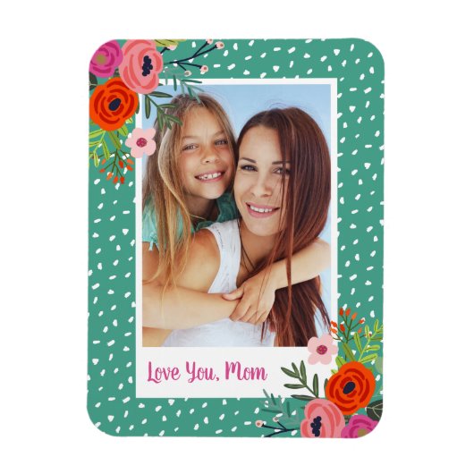 Aangepaste Moederdag foto Bright Floral Magneet (Verticaal)