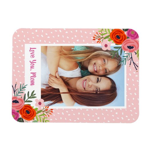 Aangepaste Moederdag foto Bright Floral Magneet (Horizontaal)